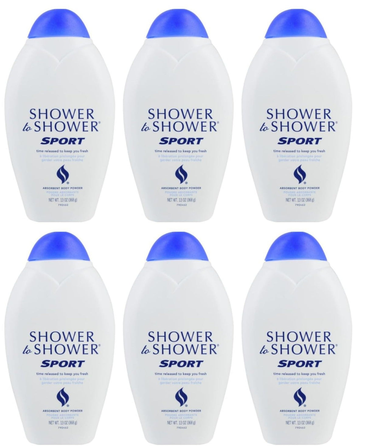 Sport Body Powder - Absorbent Talc-Free Powder for Moisture & Friction Relief, 13 oz, Pack of 6