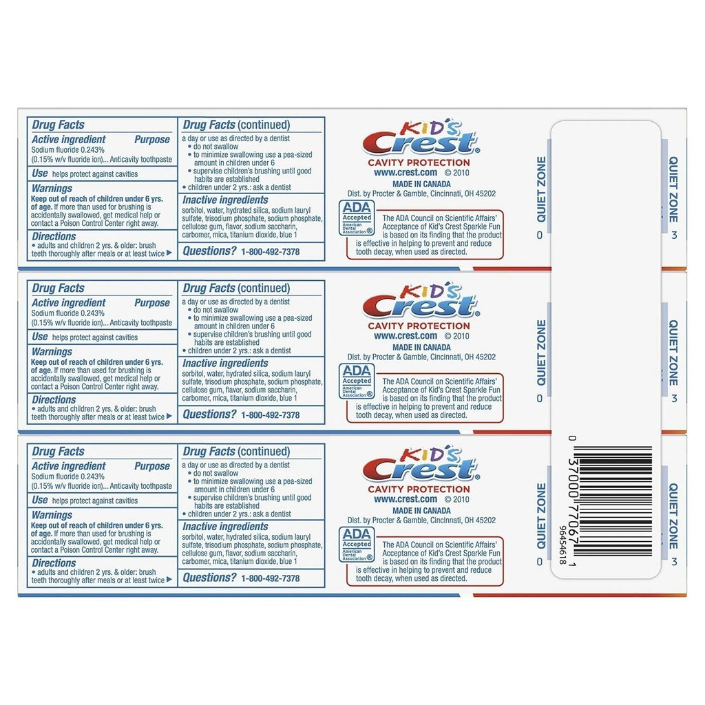 Kids Fluoride Cavity Protection Toothpaste 4.6 Oz Pack of 3 - Enamel Safe & Sugar-Free