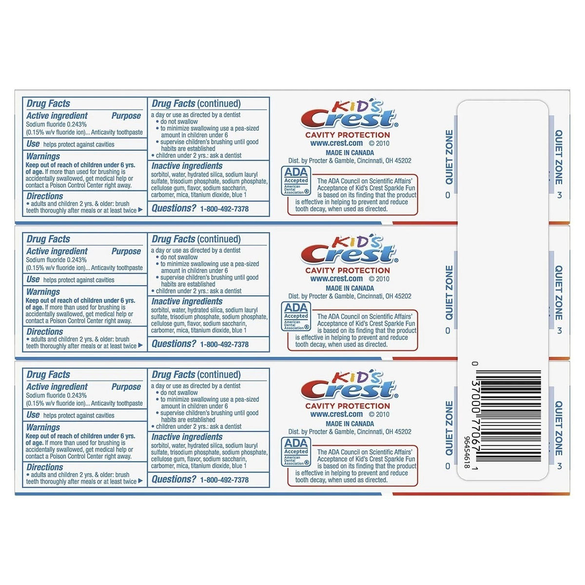Kids Fluoride Cavity Protection Toothpaste 4.6 Oz Pack of 3 - Enamel Safe & Sugar-Free