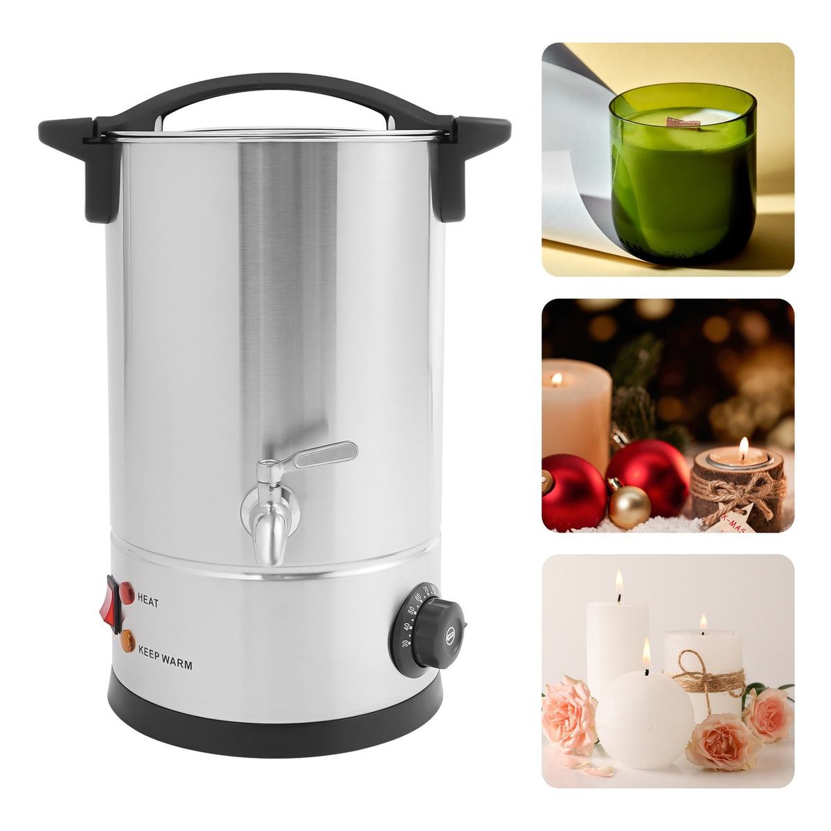 8L Electric Wax Melter Warmer 1200W Stainless Steel Candle Making Oven
