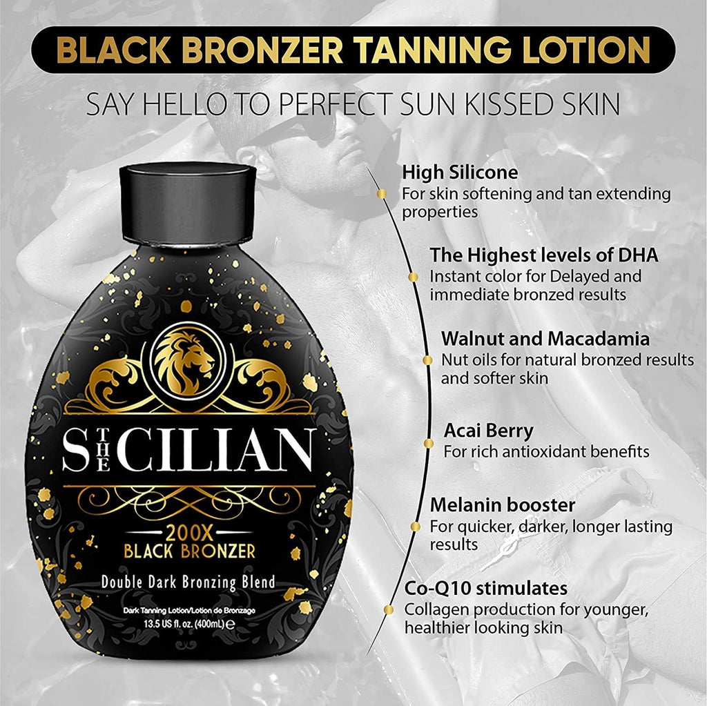 Dark Black Bronzer Tanning Lotion for Glowing Skin - Self Tanner & Sunless