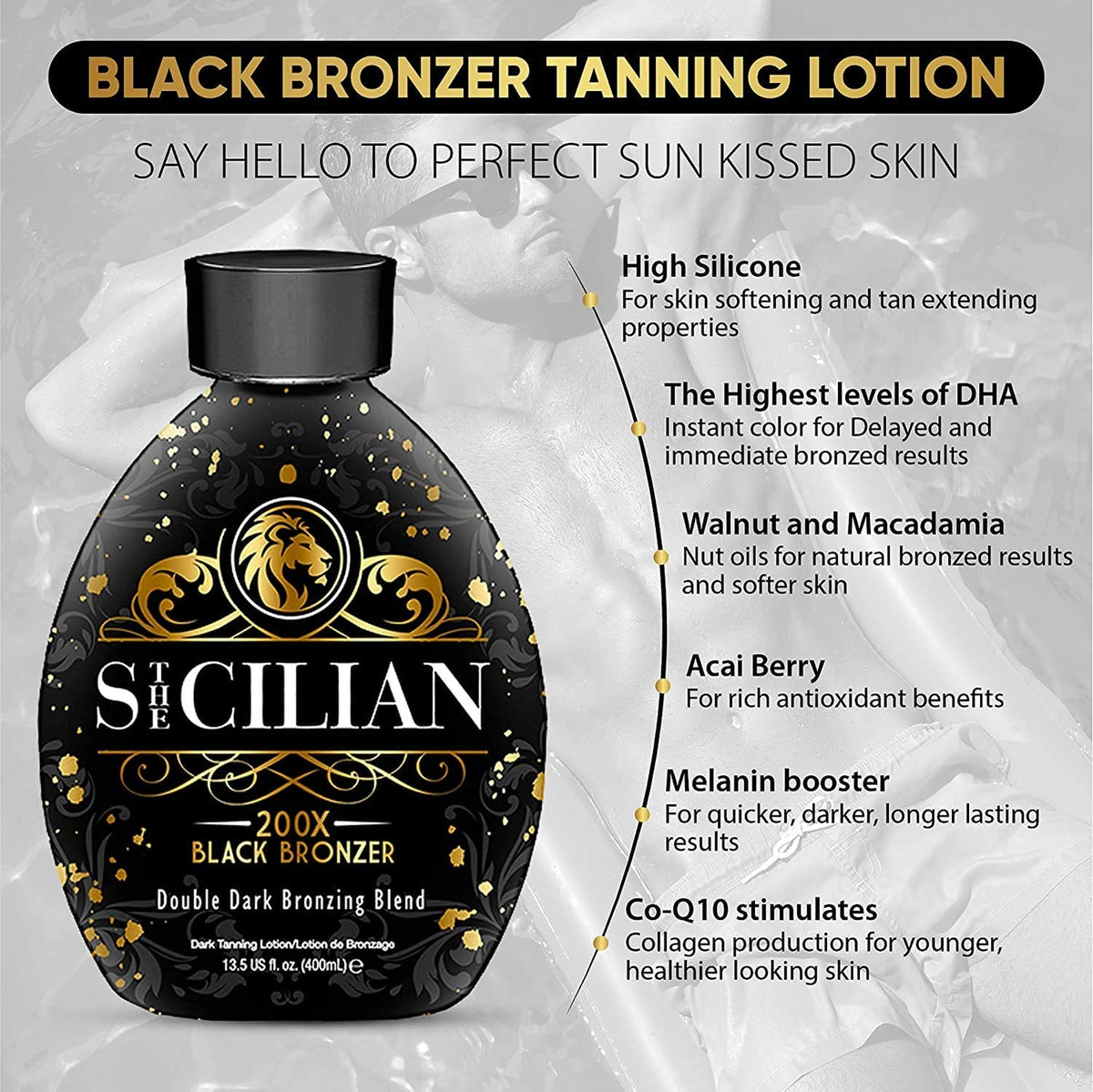 Dark Black Bronzer Tanning Lotion for Glowing Skin - Self Tanner & Sunless