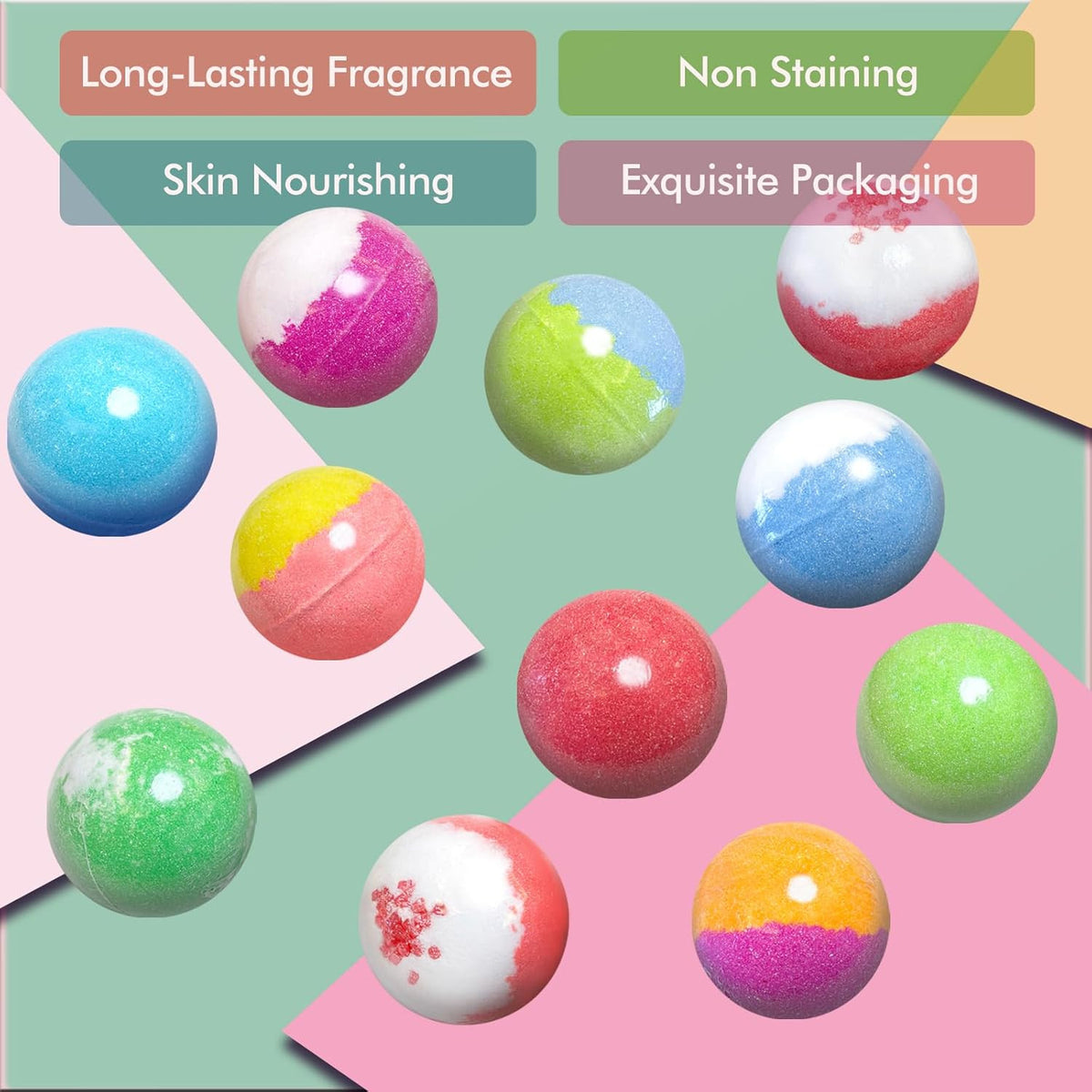 Organic Bath Bomb Gift Set for Relaxation - 20 Handmade Spa Bubble Bombs with Essential Oils
