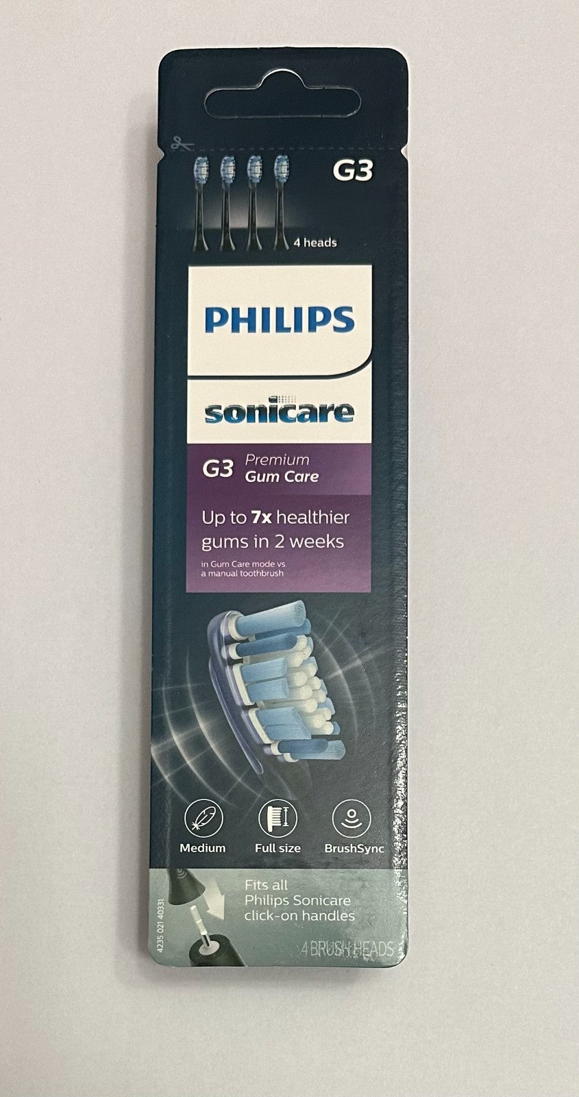 G3 Premium Gum Care Replacement Toothbrush Heads Black 4 Pack for Sonicare