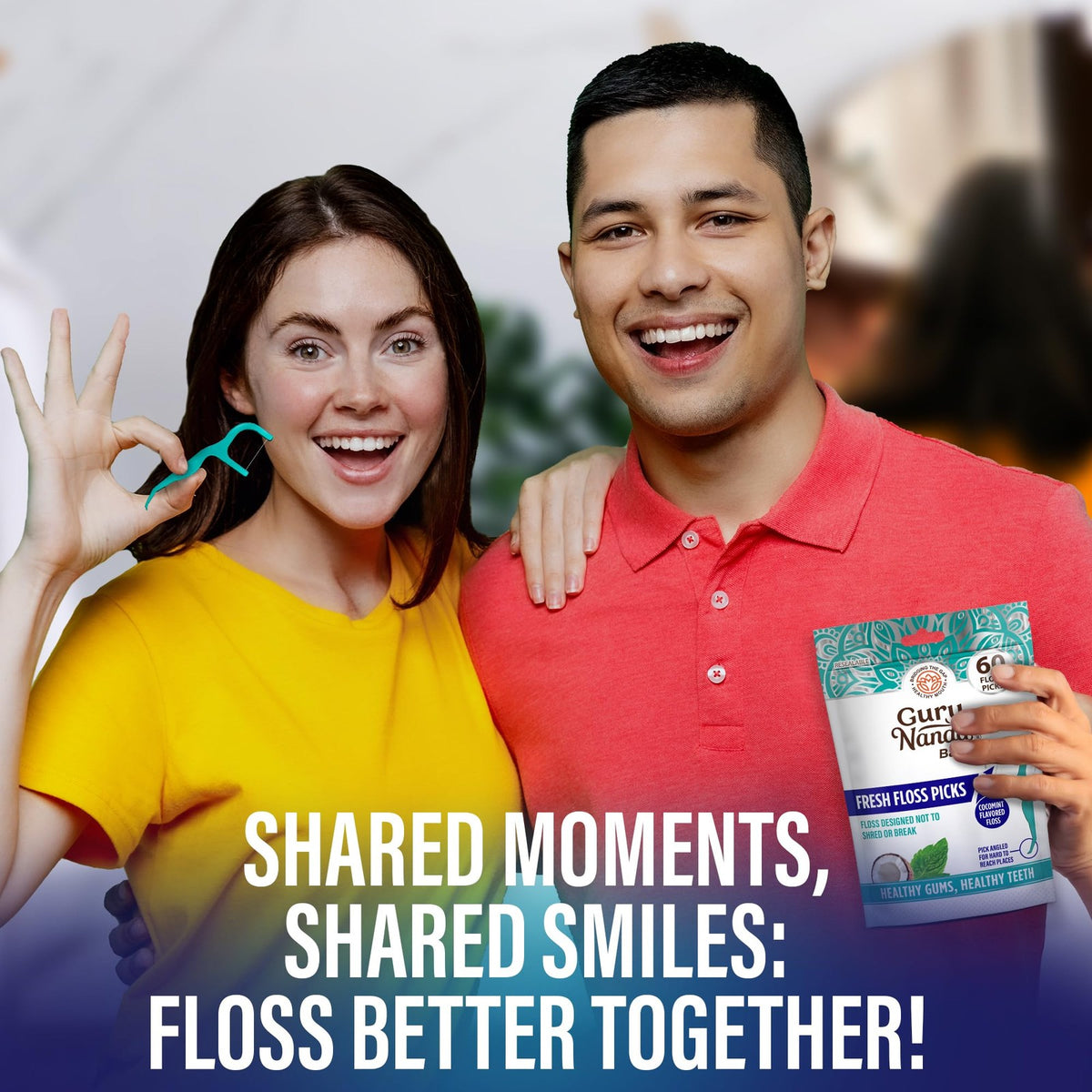 Dental Floss Picks with Angled Threaded Floss Non-Shred for Oral Care Pack of 60