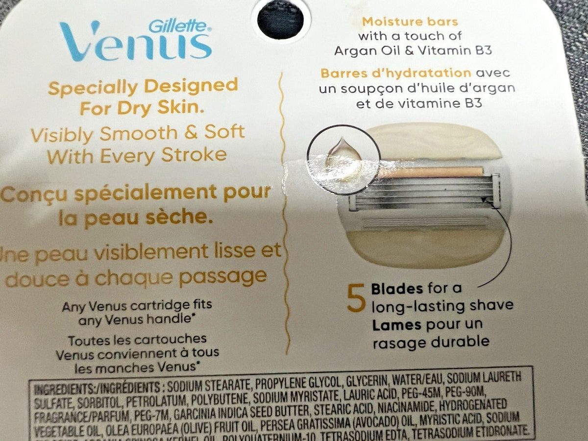 Gillette Venus MoistureGlide 4 Refill Cartridges with 5 Blades Argan Oil
