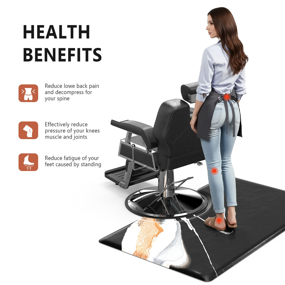 Anti-Fatigue Salon Mat 5/8 Inch Thick for Hair Stylist Standing Support