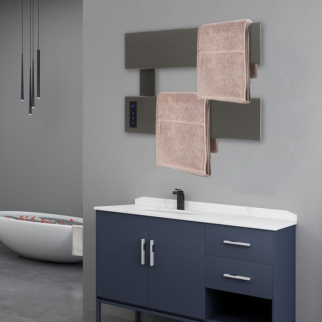 Electric Wall-Mounted Towel Warmer with Adjustable Timer and Temperature
