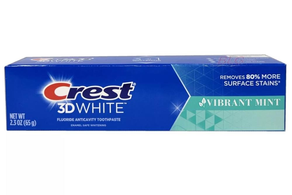 2-Pack Crest 3D White Fluoride Anticavity Whitening Toothpaste - Vibrant Mint 2.3 oz