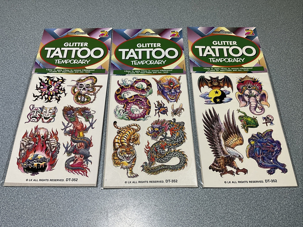 Glitter Temporary Tattoos 3-Pack - Mythical Creatures