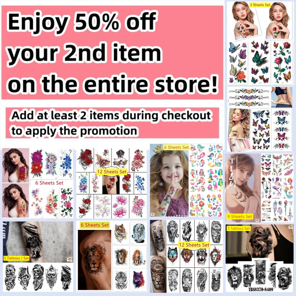 Colorful Floral Butterfly Temporary Tattoos for Arms & Body Art