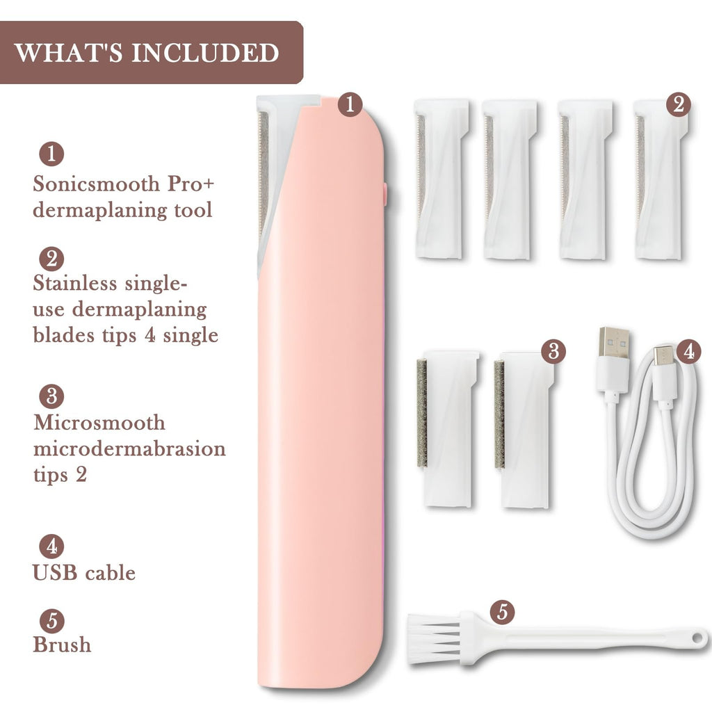 Women Facial Dermaplaning Razor for Peach Fuzz Removal & Exfoliation - Pink