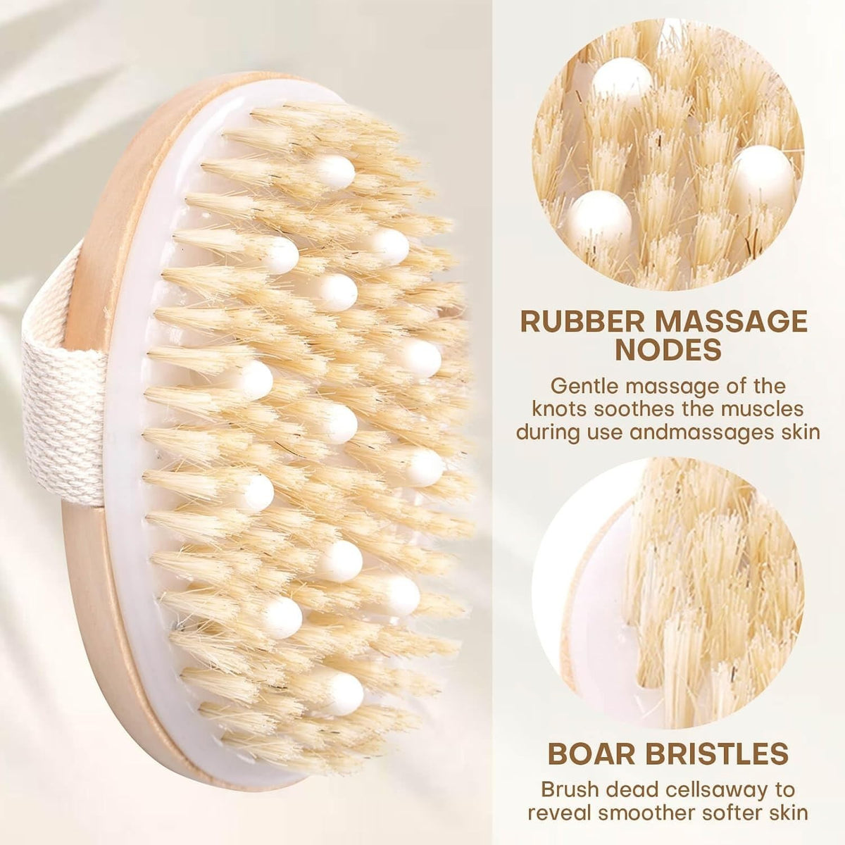 2 Pack Natural Bristle Dry Body Brush for Exfoliation & Lymphatic Massage