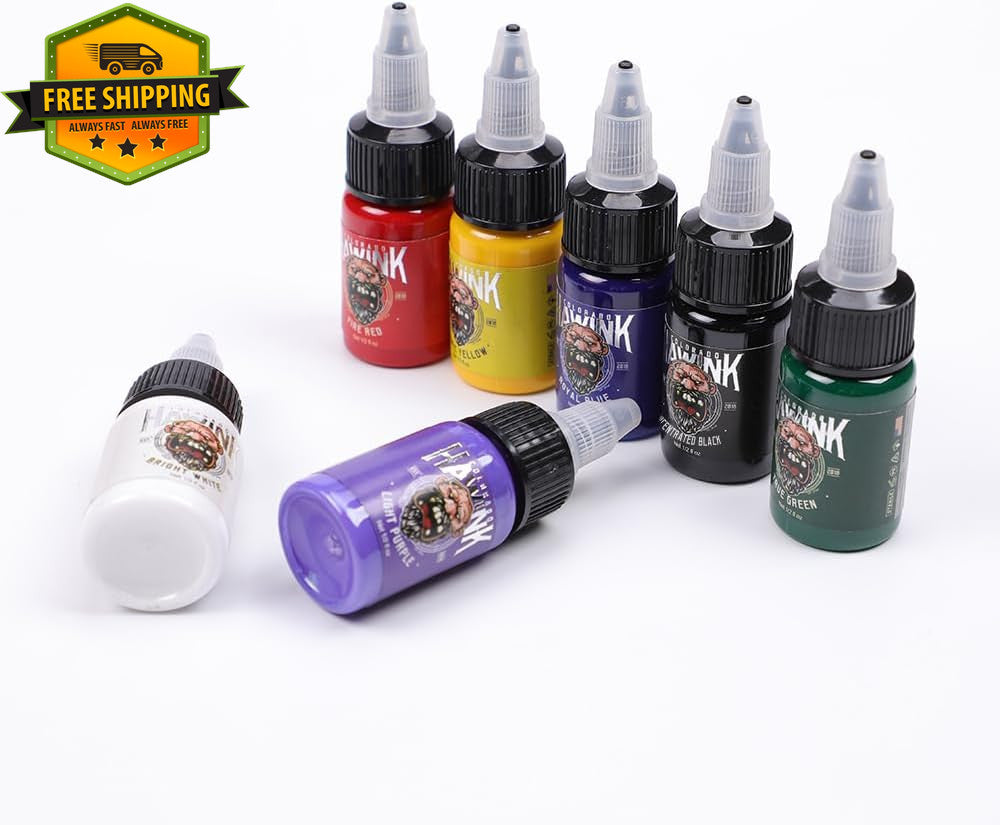 Tattoo Ink Set 7 Colors 15ml - Professional Pigment Kit for Artists