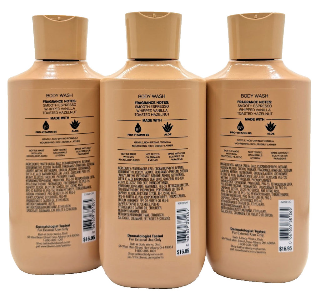 Bath & Body Works Vanilla Cafe Body Wash Set - 3 Bottles, 10 oz Each