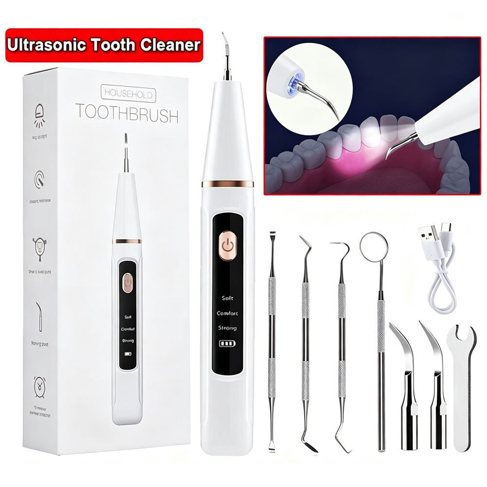Electric Tooth Cleaner Tartar Plaque Remover Dental Scaler Kit - Ultrasonic Oral Care