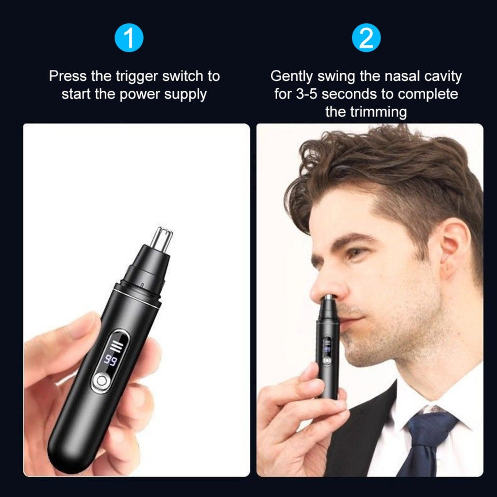 USB Rechargeable Ear & Nose Hair Trimmer with LED Screen for Men Women
