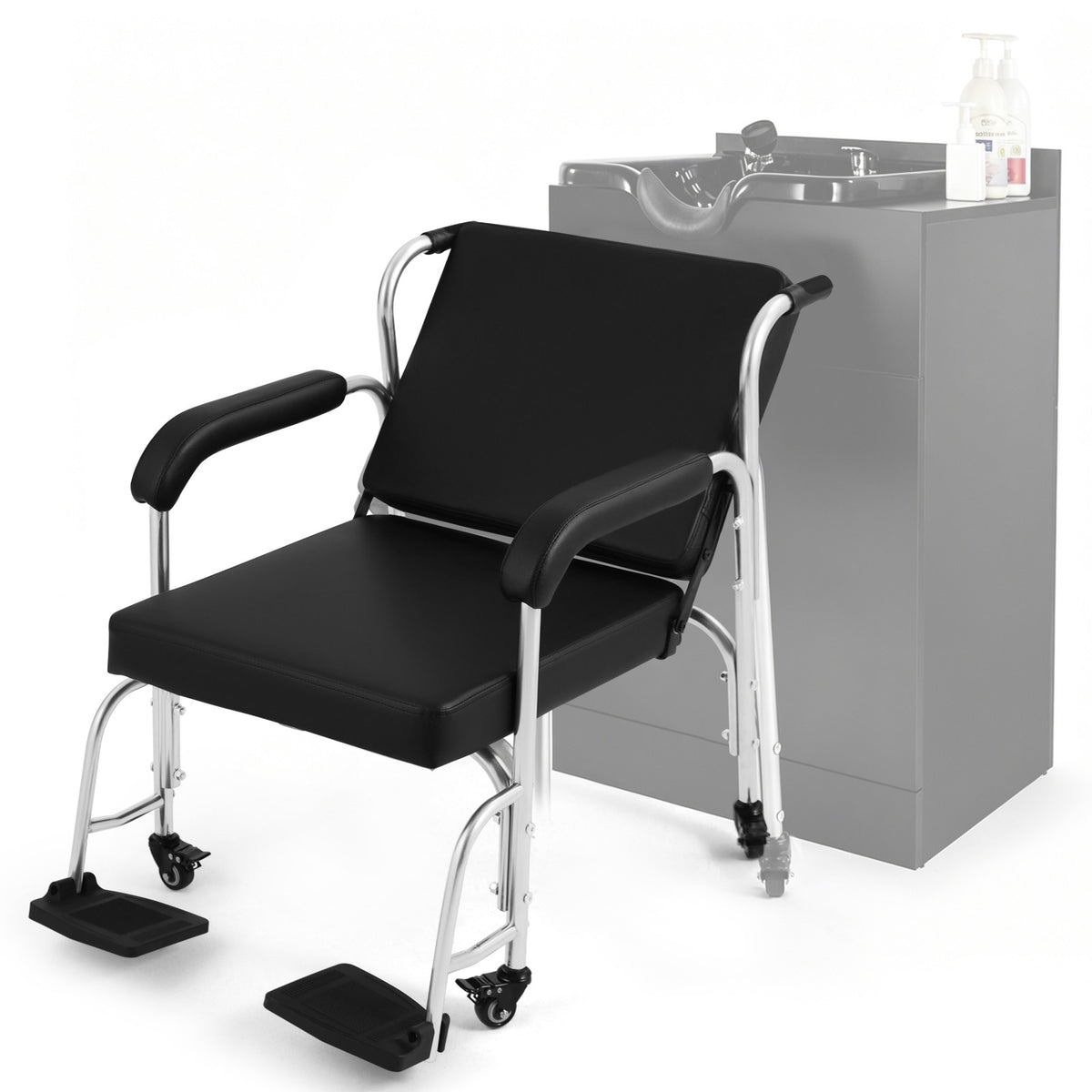 Portable Reclining Shampoo Chair with Wheels for Salon & Spa Use