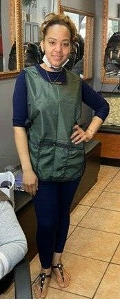 Unisex Hairdressing Cape with Pockets - Salon Barber Hair Cutting Apron - Dark Green