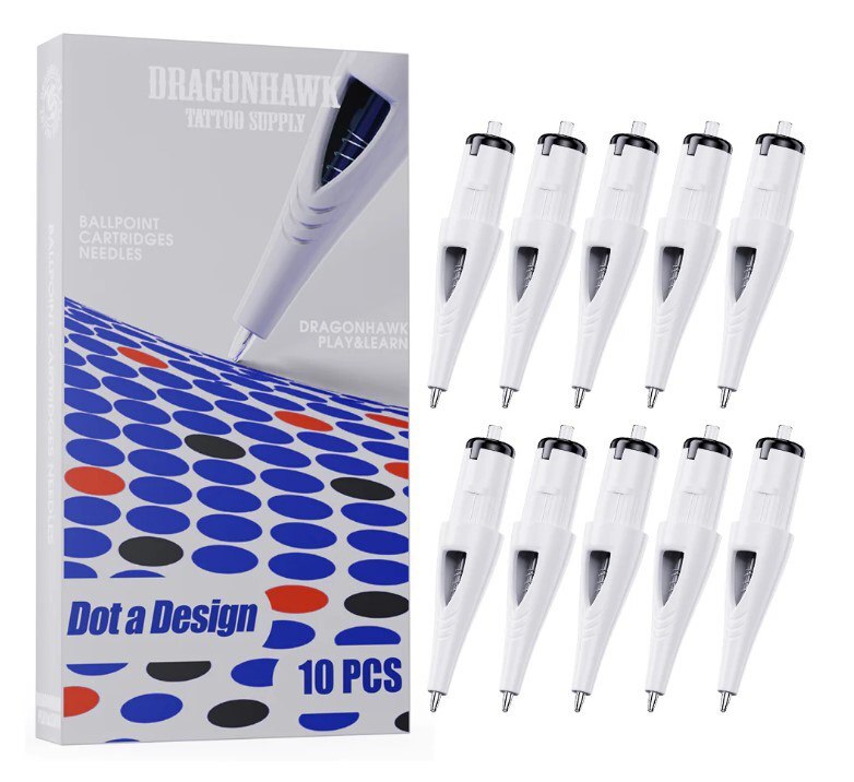 Dragonhawk Ballpoint Cartridges – 10pcs Pack for Ballpoint Pen Refills (Mixed Colors)