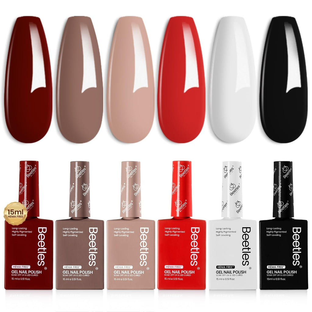 6-Color HEMA-Free Gel Nail Polish Set - Long-Lasting, Vibrant Colors