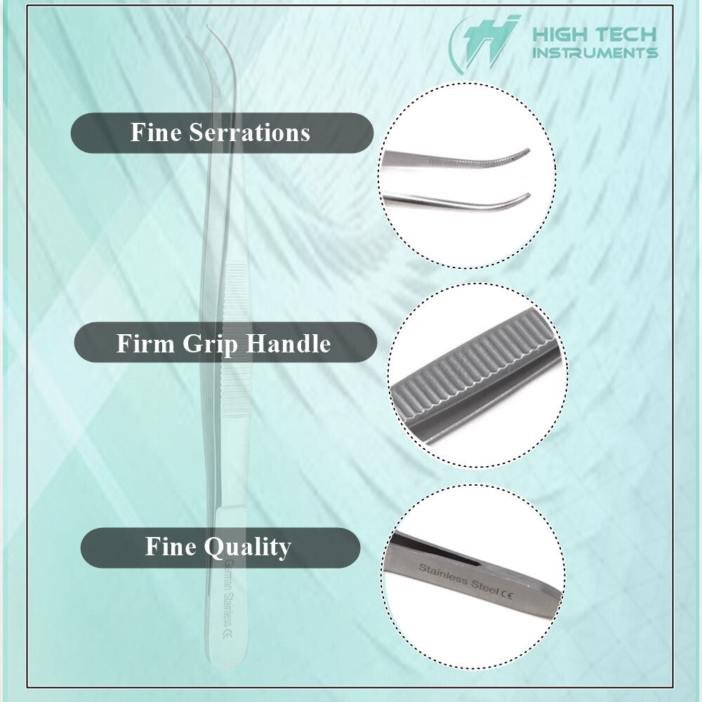 Stainless Steel Eyelash Extension Tweezers 5.5 Inch Angled Tip Beauty Tool