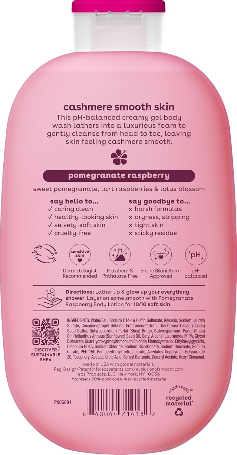 Moisturizing Pomegranate Raspberry Body Wash 16oz - Gentle, Fragrance