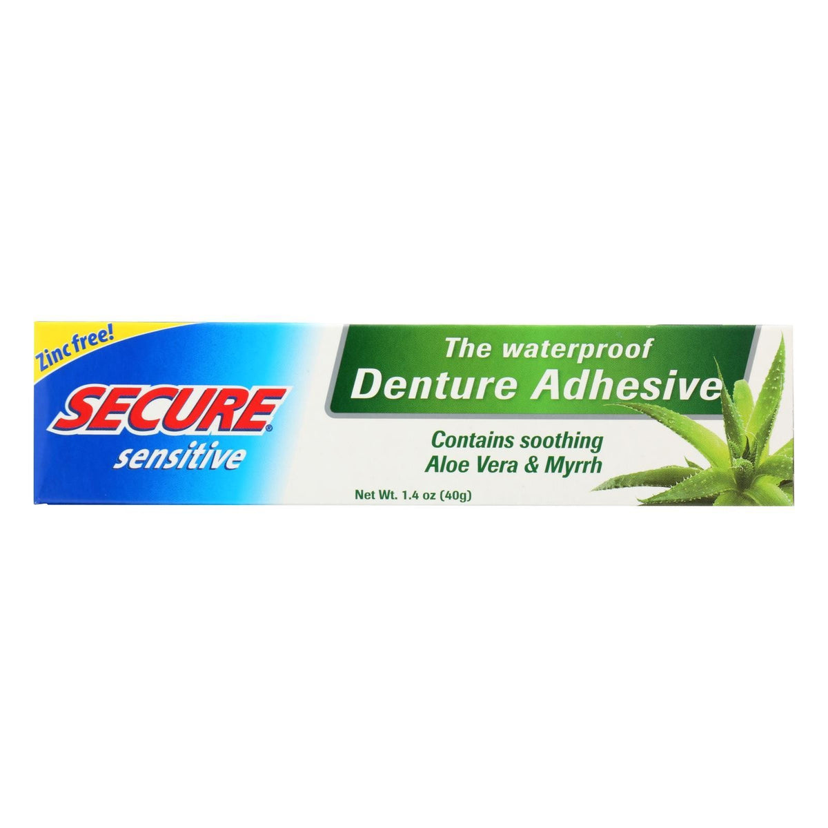 Waterproof Denture Adhesive with Aloe & Myrrh - 1.4 Ounce, Secure Fit