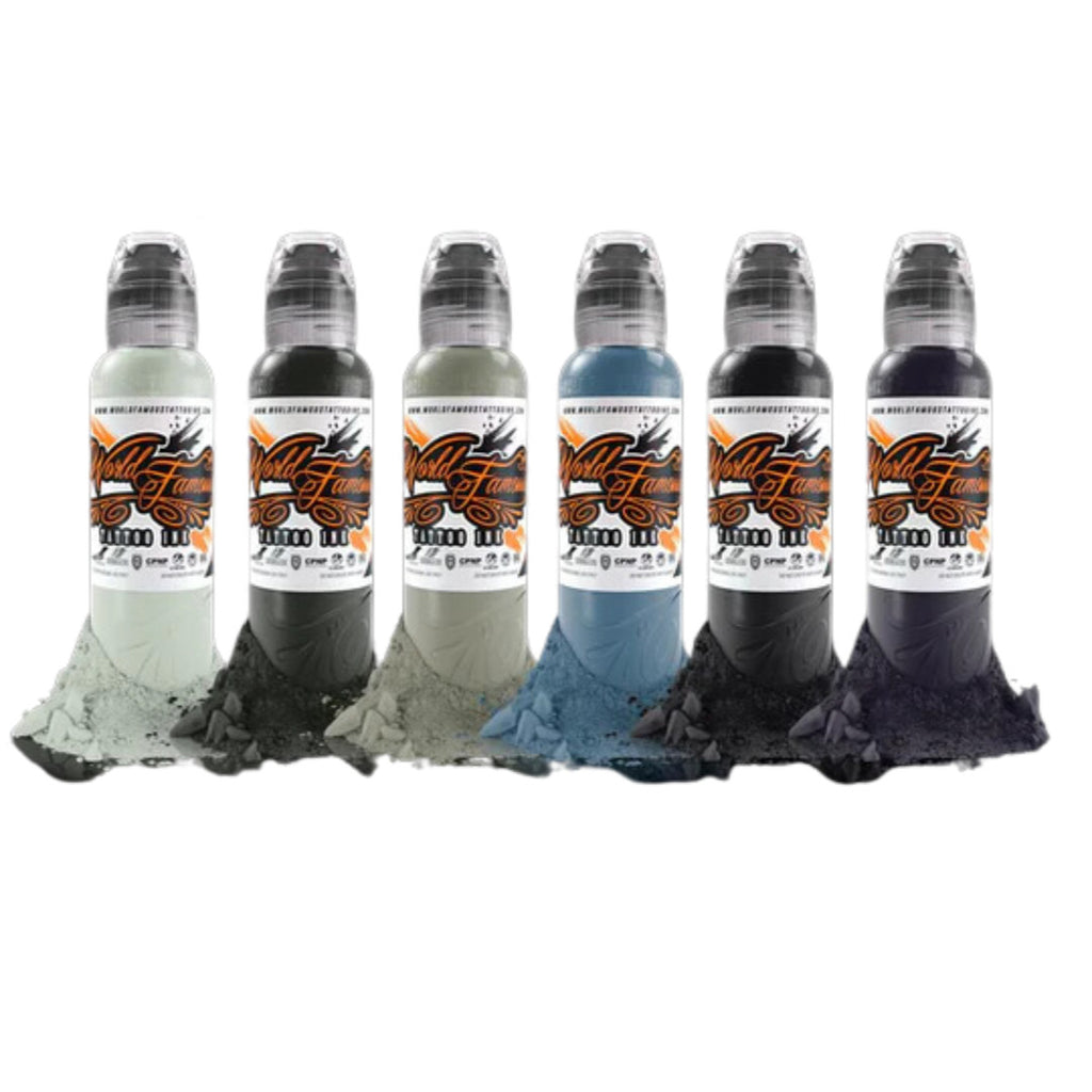 World Famous Tattoo Ink 6-Bottle Poch Muted Storm Set