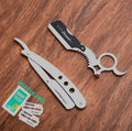 Professional Barber Straight Razor Kit with 10 Blades & Leather Pouch