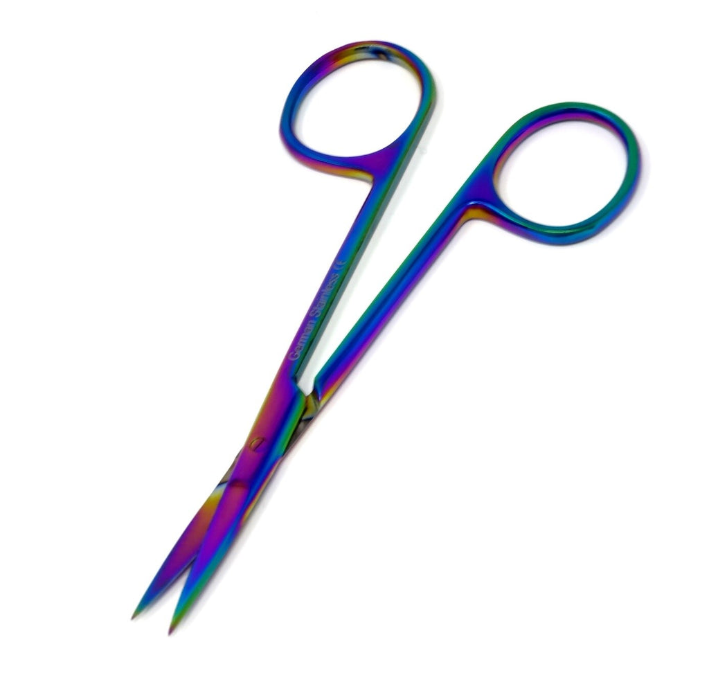 Facial Hair Scissors - Titanium 4.5 Inch Grooming Shears for Beard Mustache Nose Hair Trimming