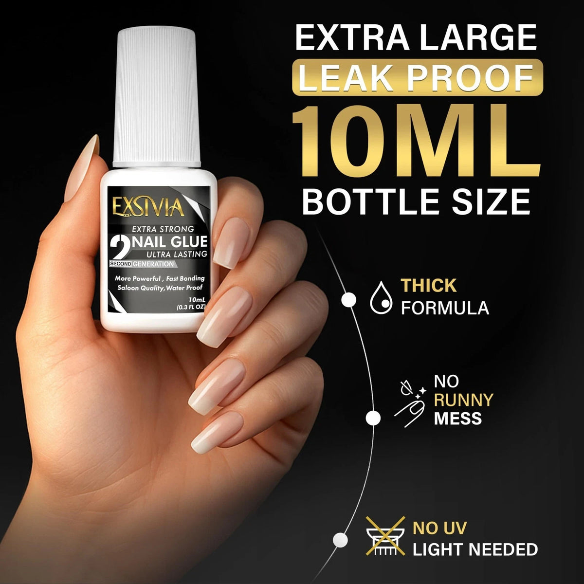 Super Strong Nail Glue for Press-On & Acrylic Nails 10ml - Waterproof & Fast Dry