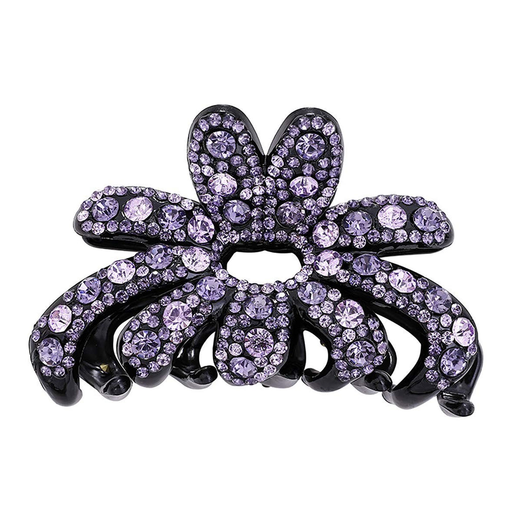 Large Rhinestone Hair Claw Clip for Thick Hair Violet - Elegant Plastic Clamp