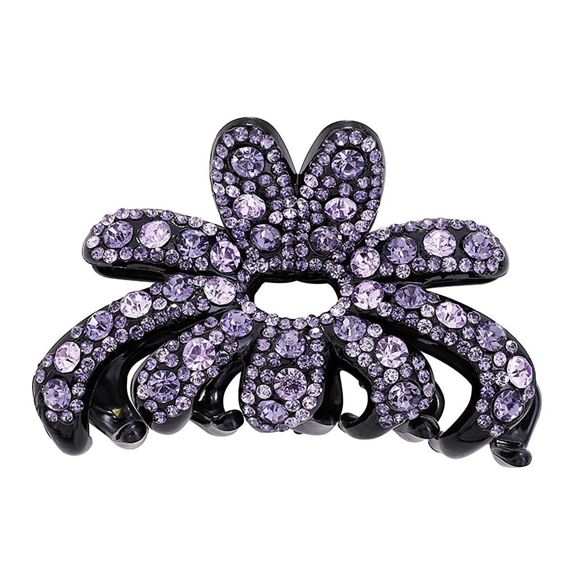 Large Rhinestone Hair Claw Clip for Thick Hair Violet - Elegant Plastic Clamp
