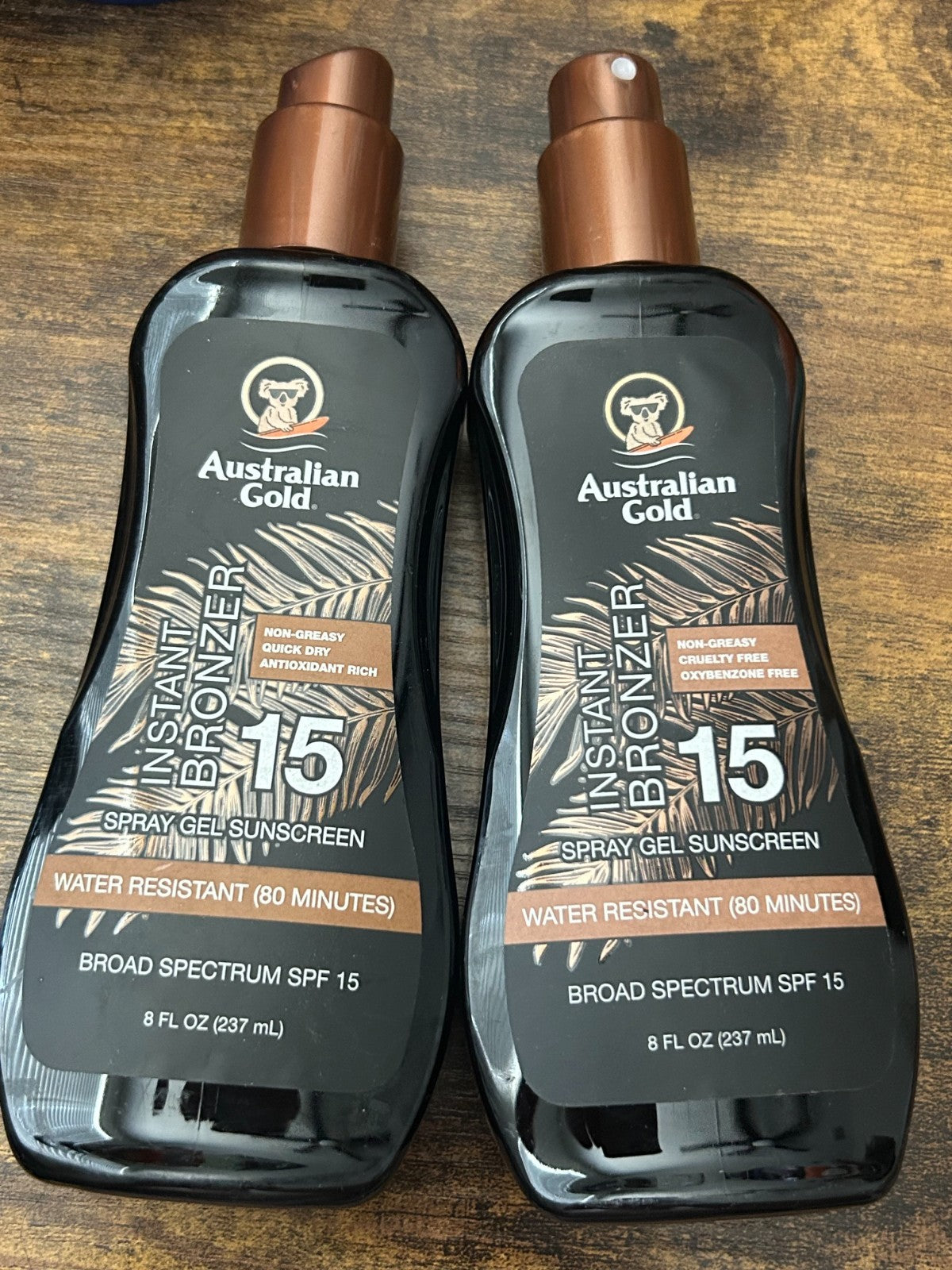 Australian Gold Sunscreen Spray Gel with Bronzer SPF 15 - 8oz 2 Pack