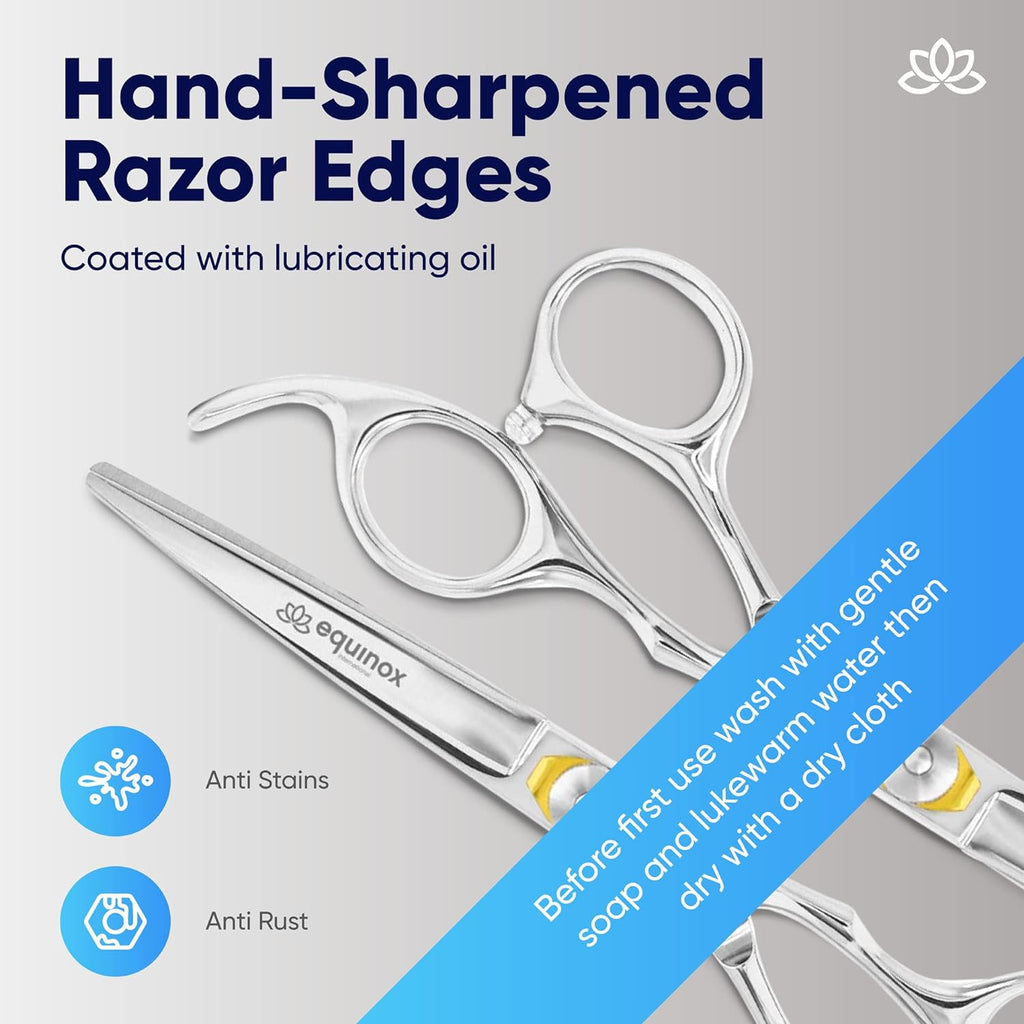 Professional Hair Cutting Scissors with Curved Finger Rest - Japanese Steel, 6.5 Inch