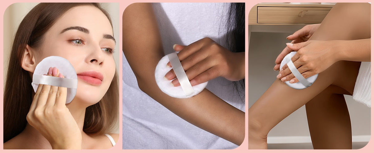 2pcs Medium Body Powder Puffs with Storage Containers - Soft & Sturdy