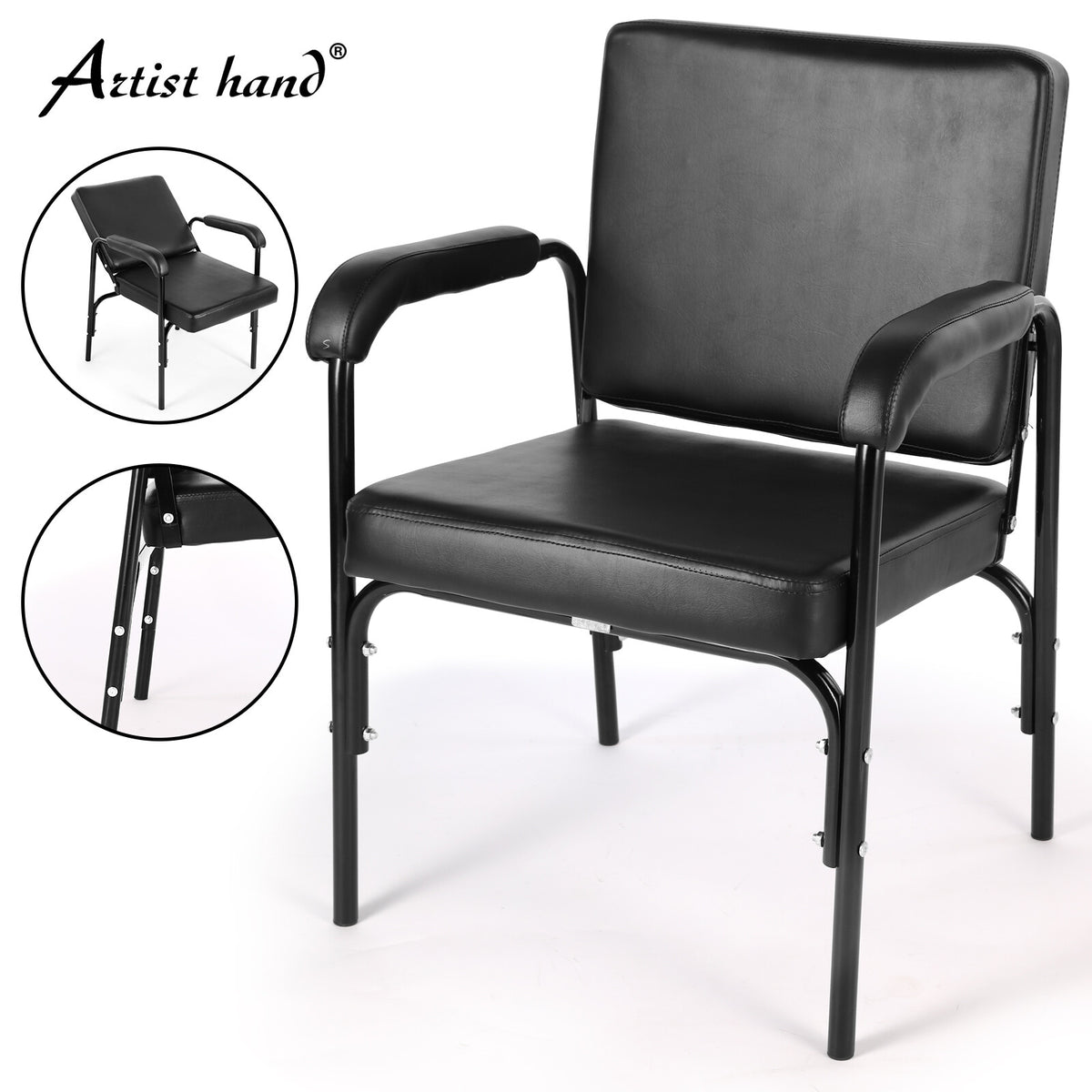 Black Recliner Barber Chair with Shampoo Basin Salon Spa Equipment