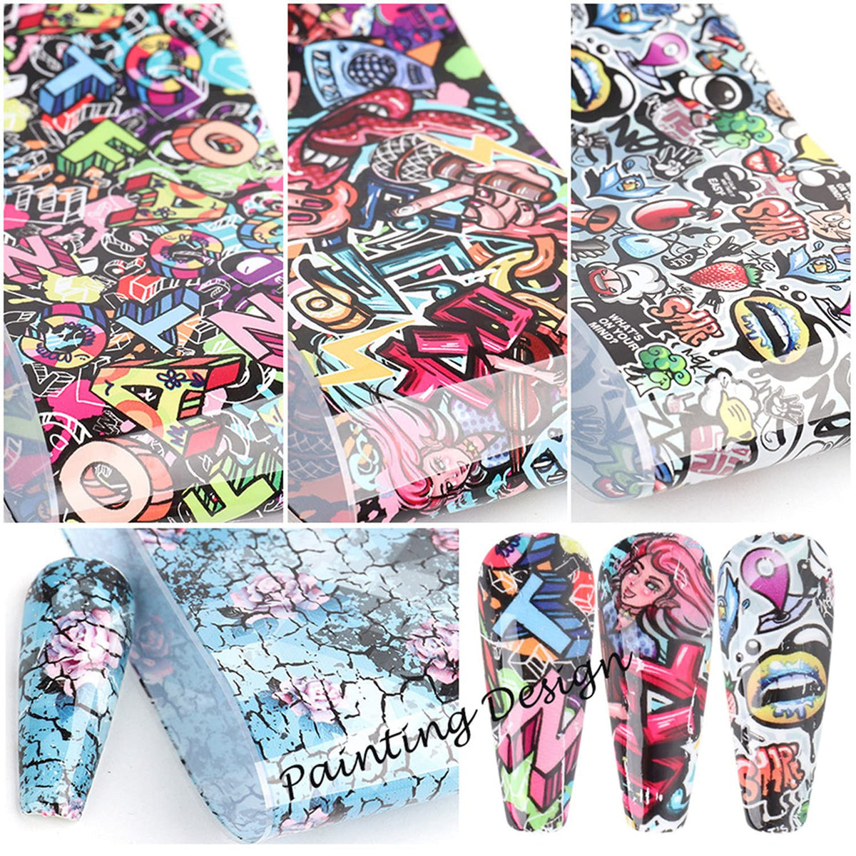 Starry Sky Nail Foil Transfer Sheets for Nail Art & Decals, 10 Sheets