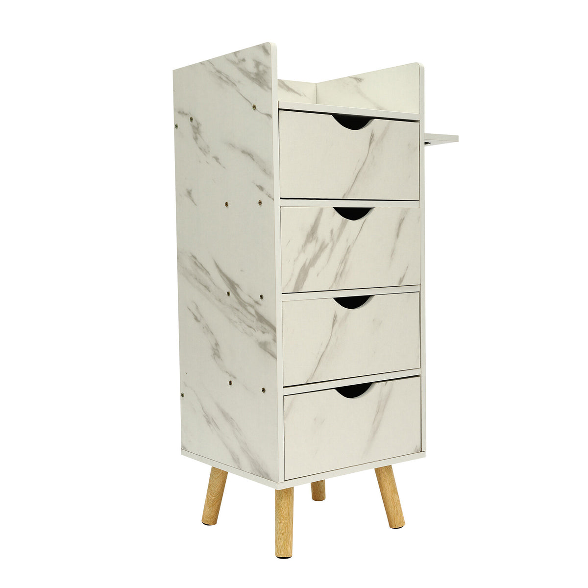 Salon Storage Cabinet with 4 Drawers and Hair Dryer Holders - Modern Barber Station