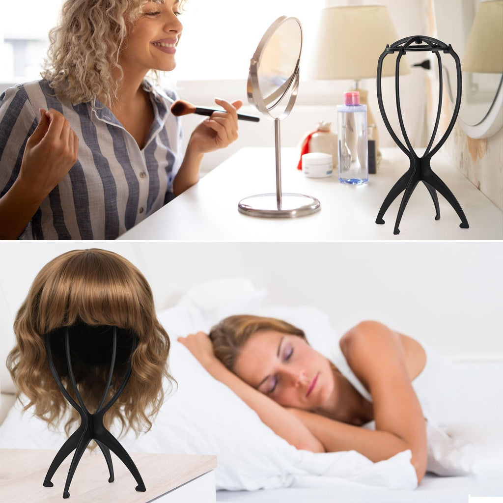 Portable Wig Stand Holder Set - Collapsible 9 Pack for Travel & Salon Use