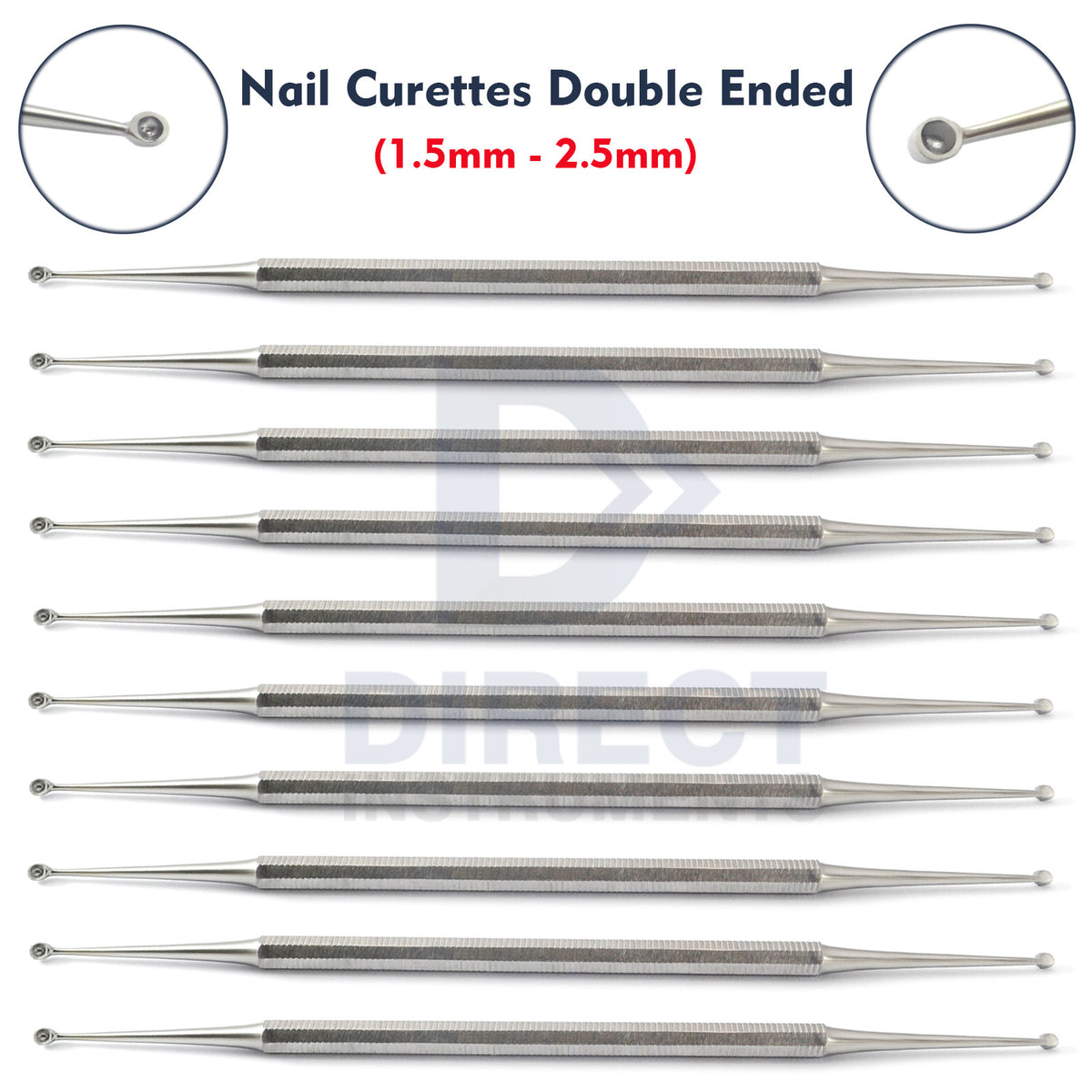 10 Pcs Podiatry Toe Nail Curettes Dermal Cleaner Manicure Tool Set