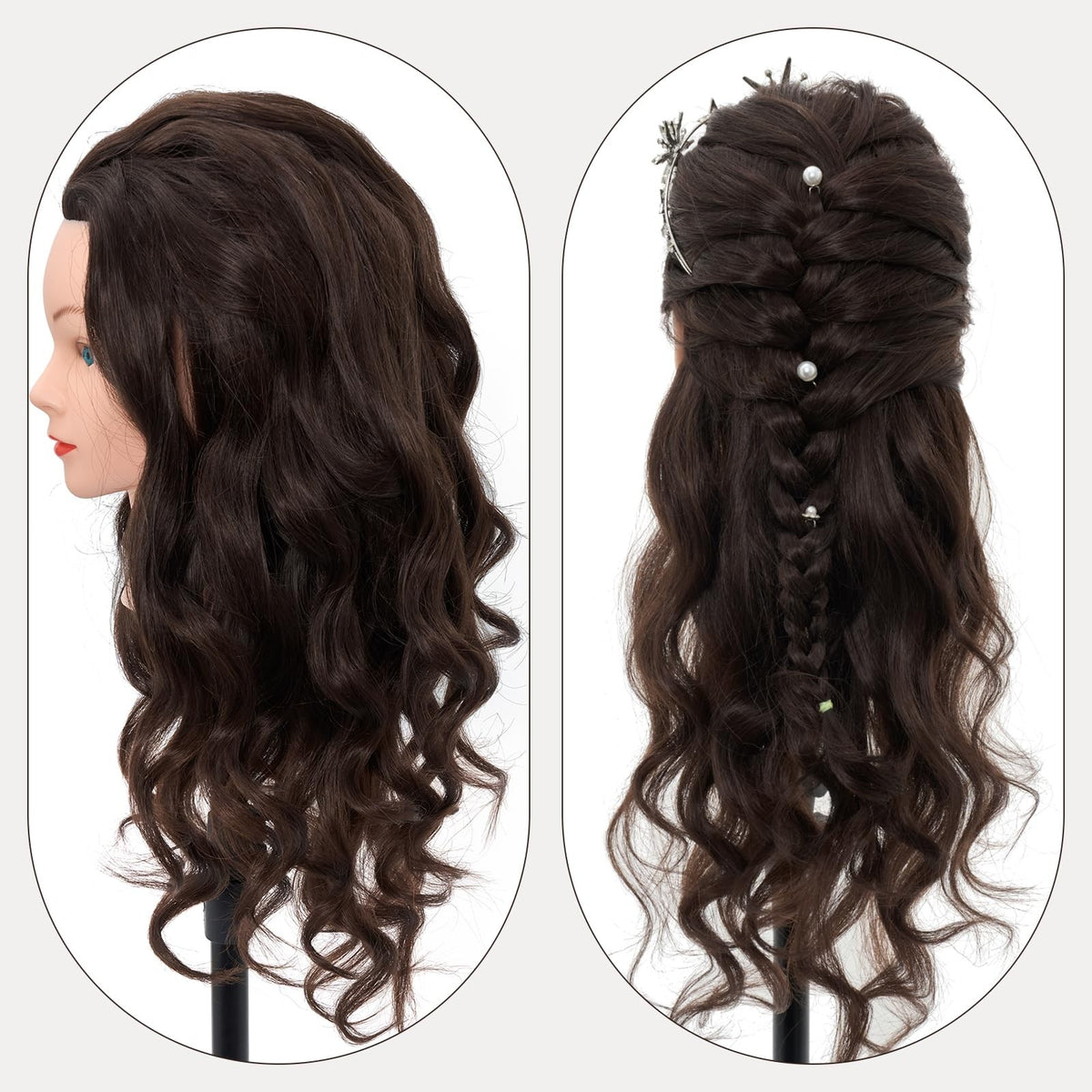 28 Inch Real Hair Mannequin Head for Hair Styling Cosmetology Practice