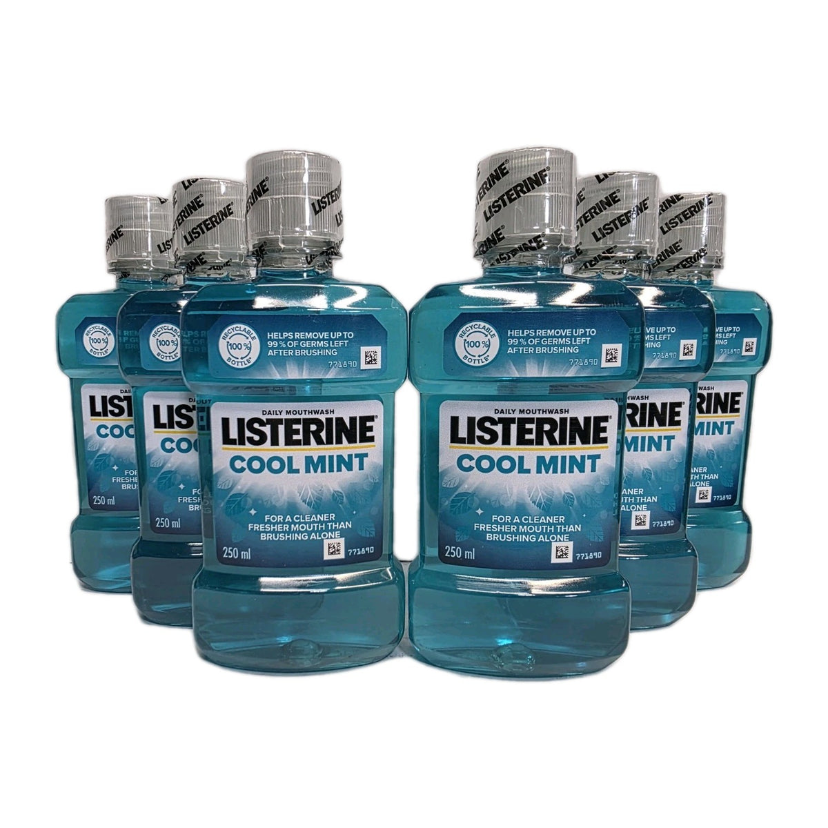 Pack of 6 Mint Mouthwash Bottles - 250ml | Fresh Breath Oral Care