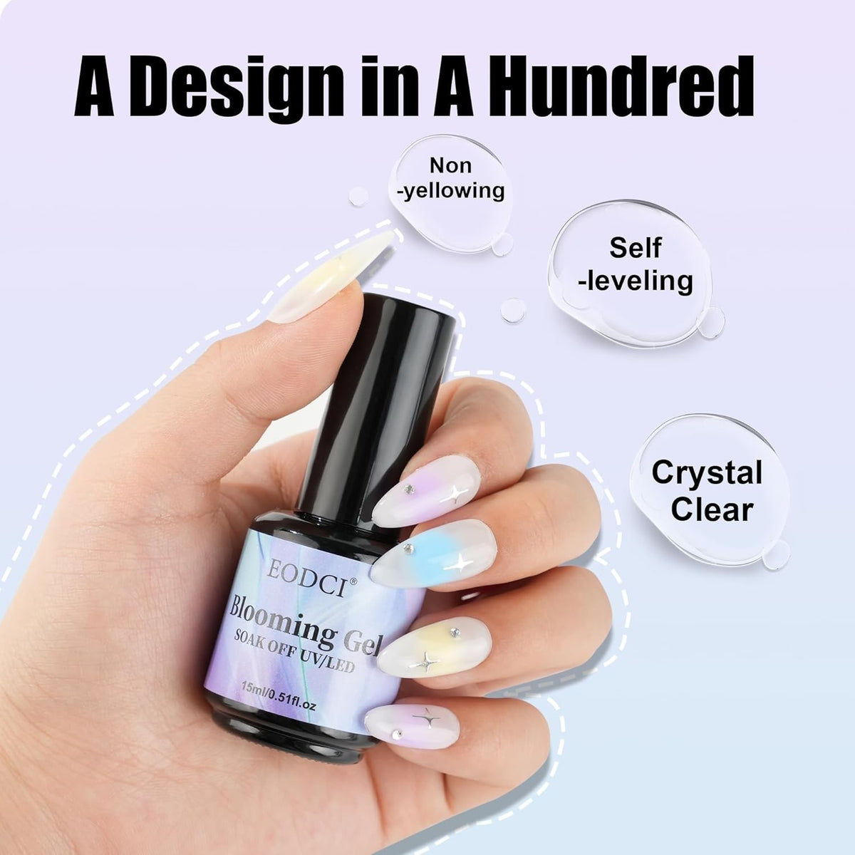 Blooming Gel Nail Polish 15ml Clear UV Gel for Watercolor & Marble Nail Art