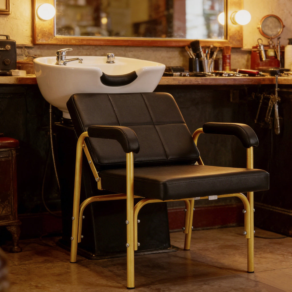 All Purpose Barber Shampoo Chair Salon Recliner with Adjustable Recline & Comfort Padding