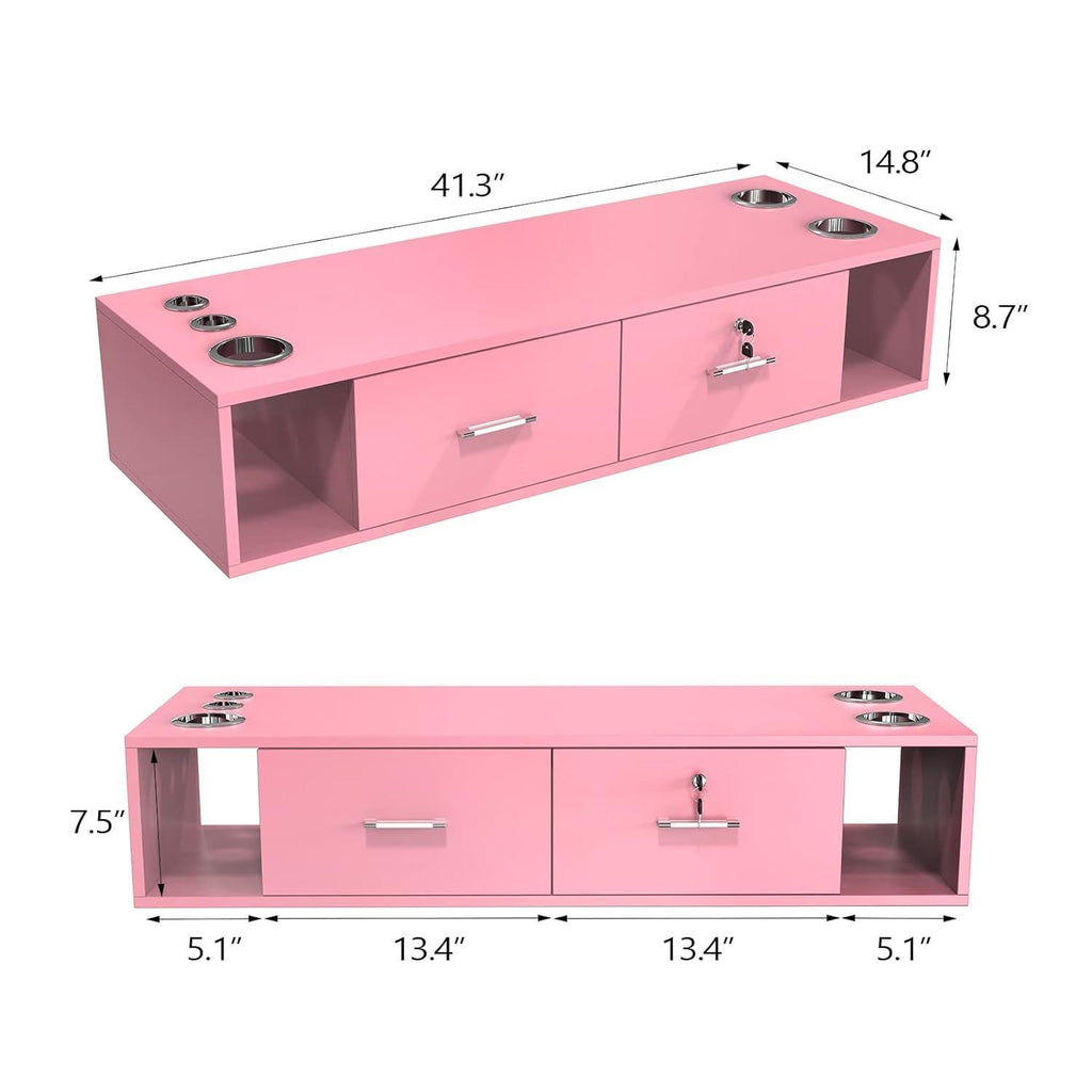 Wall Mount Lockable Salon Cabinet with Dryer Holder for Hair & Beauty Studios