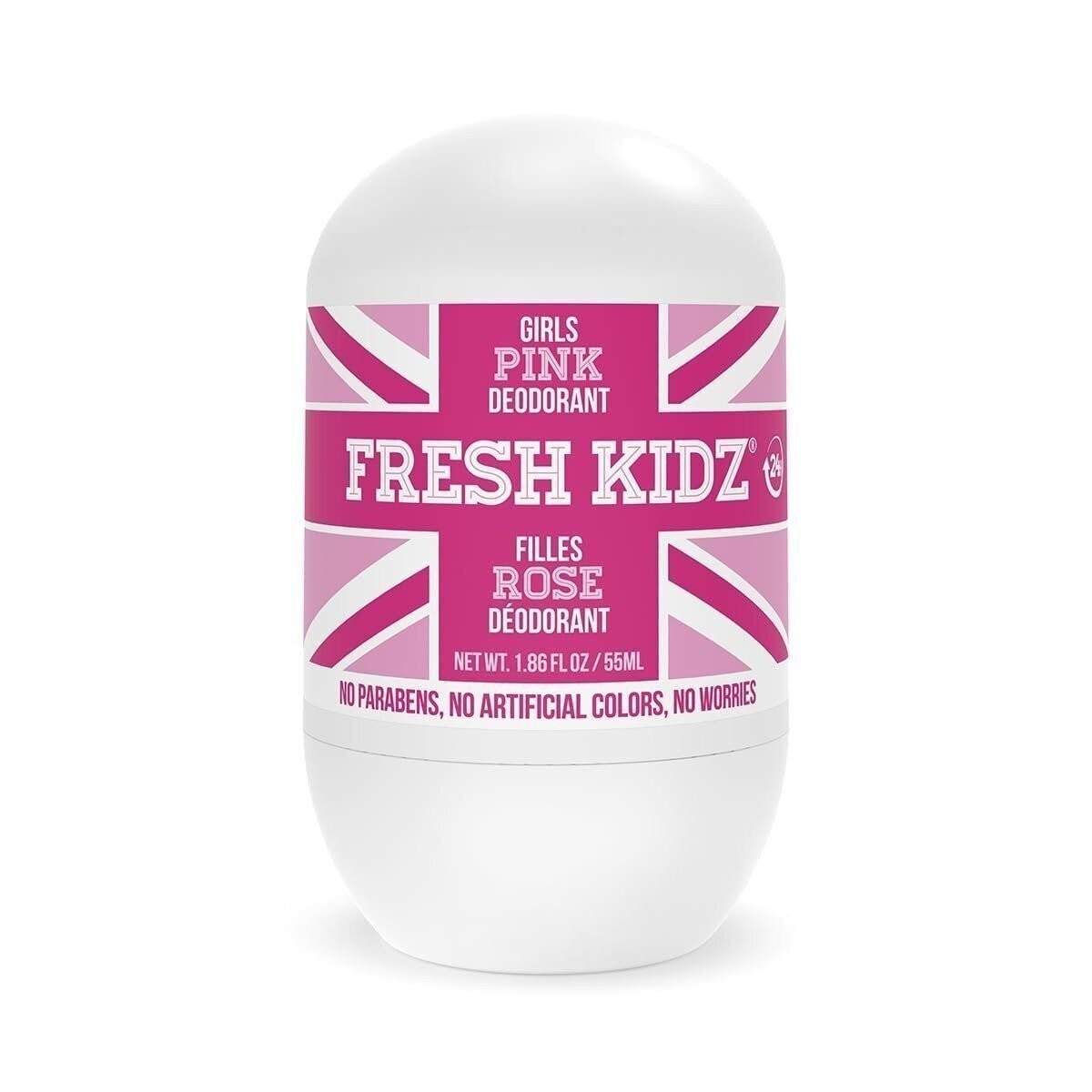 Kids Pink Roll-On Deodorant - Aluminum-Free, 24 Hour Odor Protection, Sensitive Skin Safe