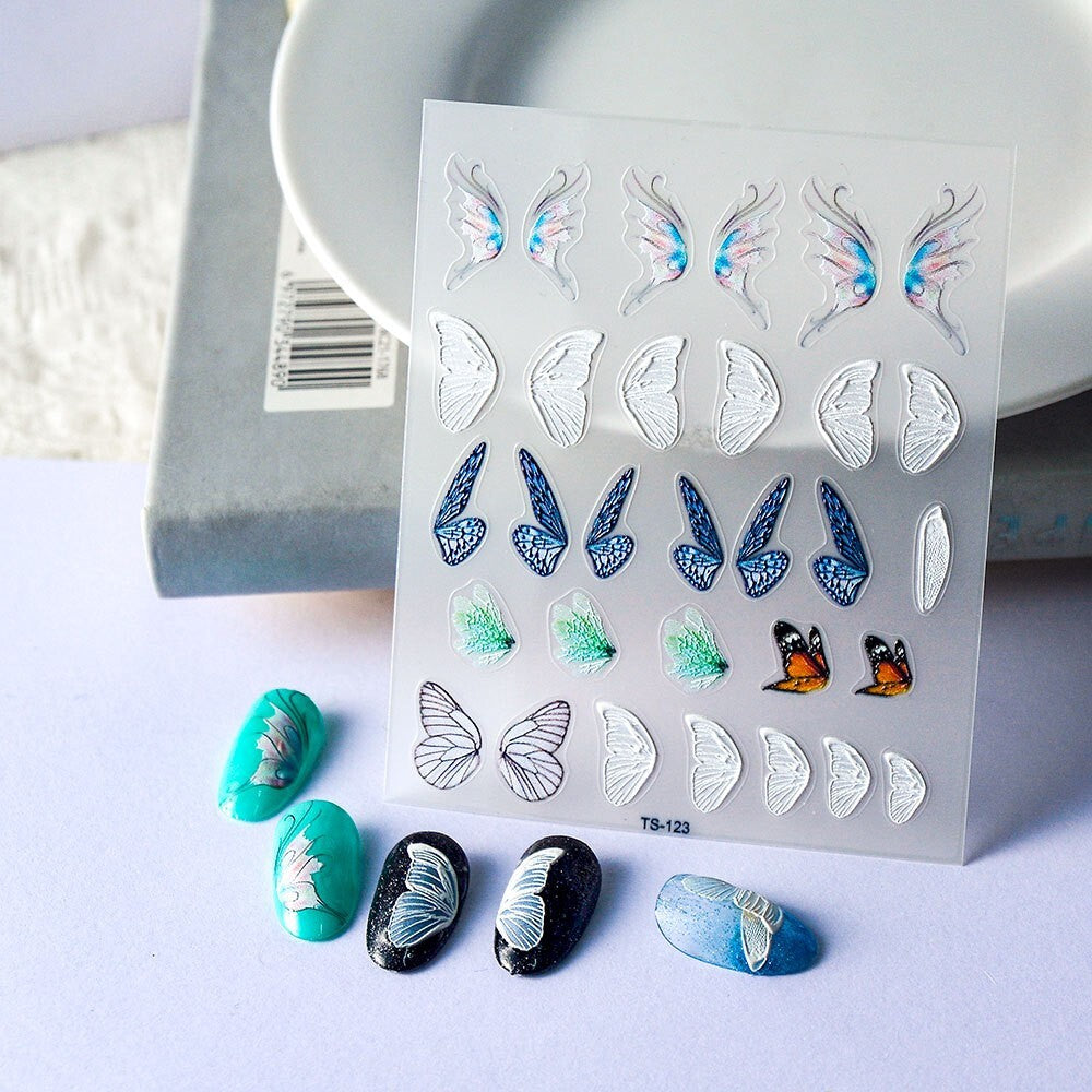 Butterfly Wing Nail Art Stickers Self-Adhesive for DIY Manicure - 1 Sheet