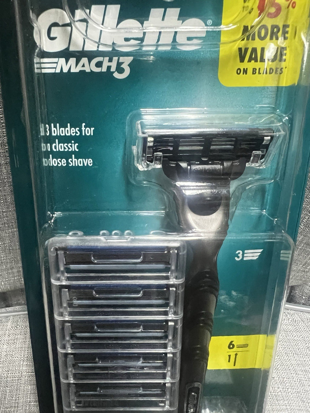 Gillette Mach3 Men's Razor with 6 Cartridge Refills - Sealed & Genuine